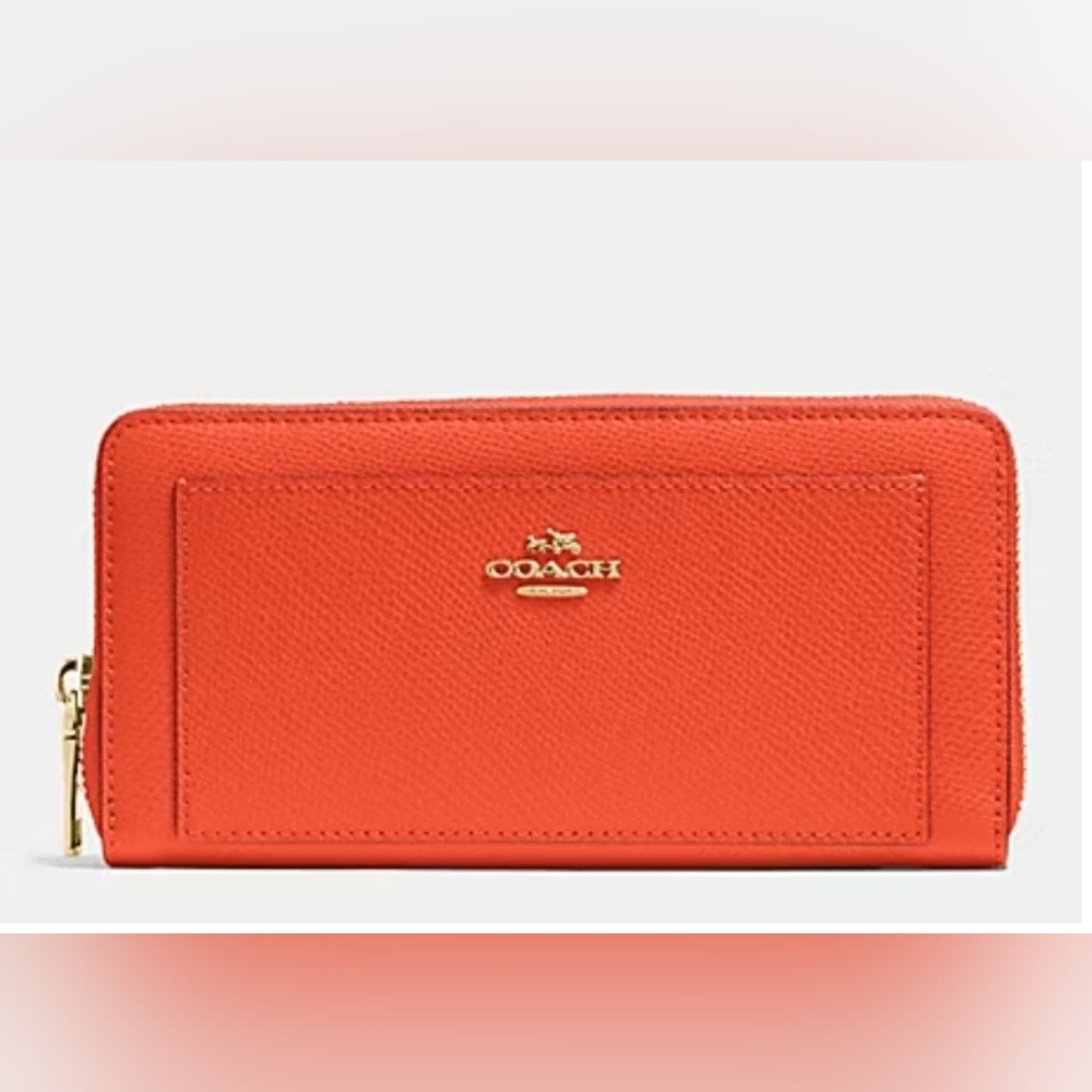 Coach Leather Accordion Orange Wallet